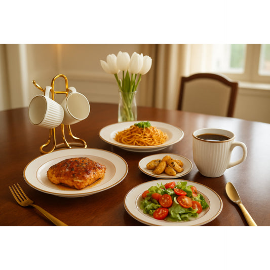 24pcs gold rim dinner set