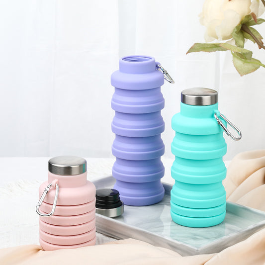 Foldable silicon water bottle