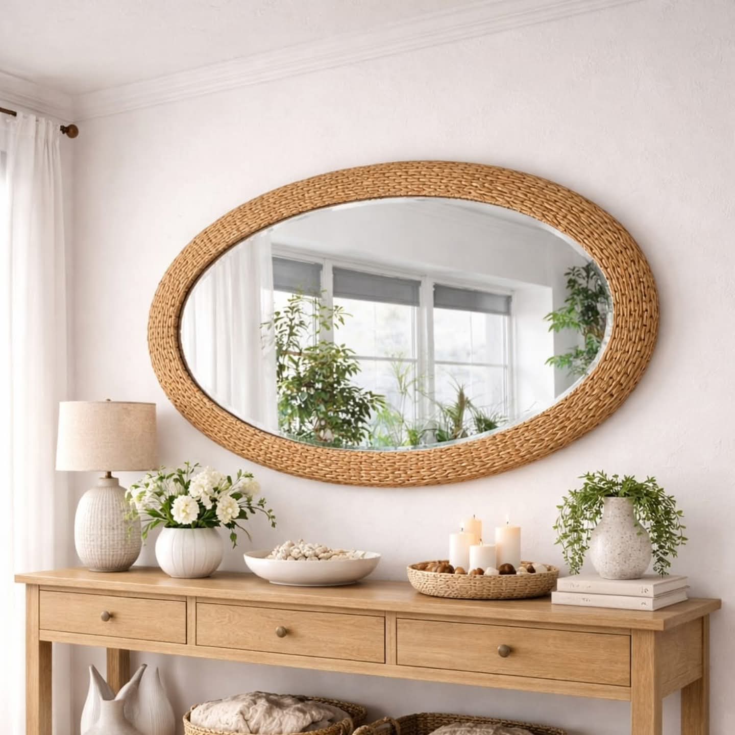 Large oval wall mirror 