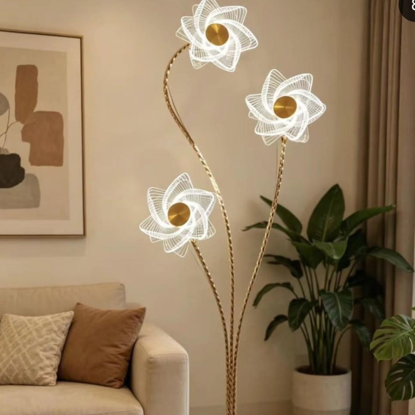 Flower Themed Floor Lamp with Three Heads