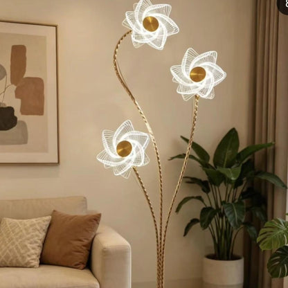 Flower Themed Floor Lamp with Three Heads