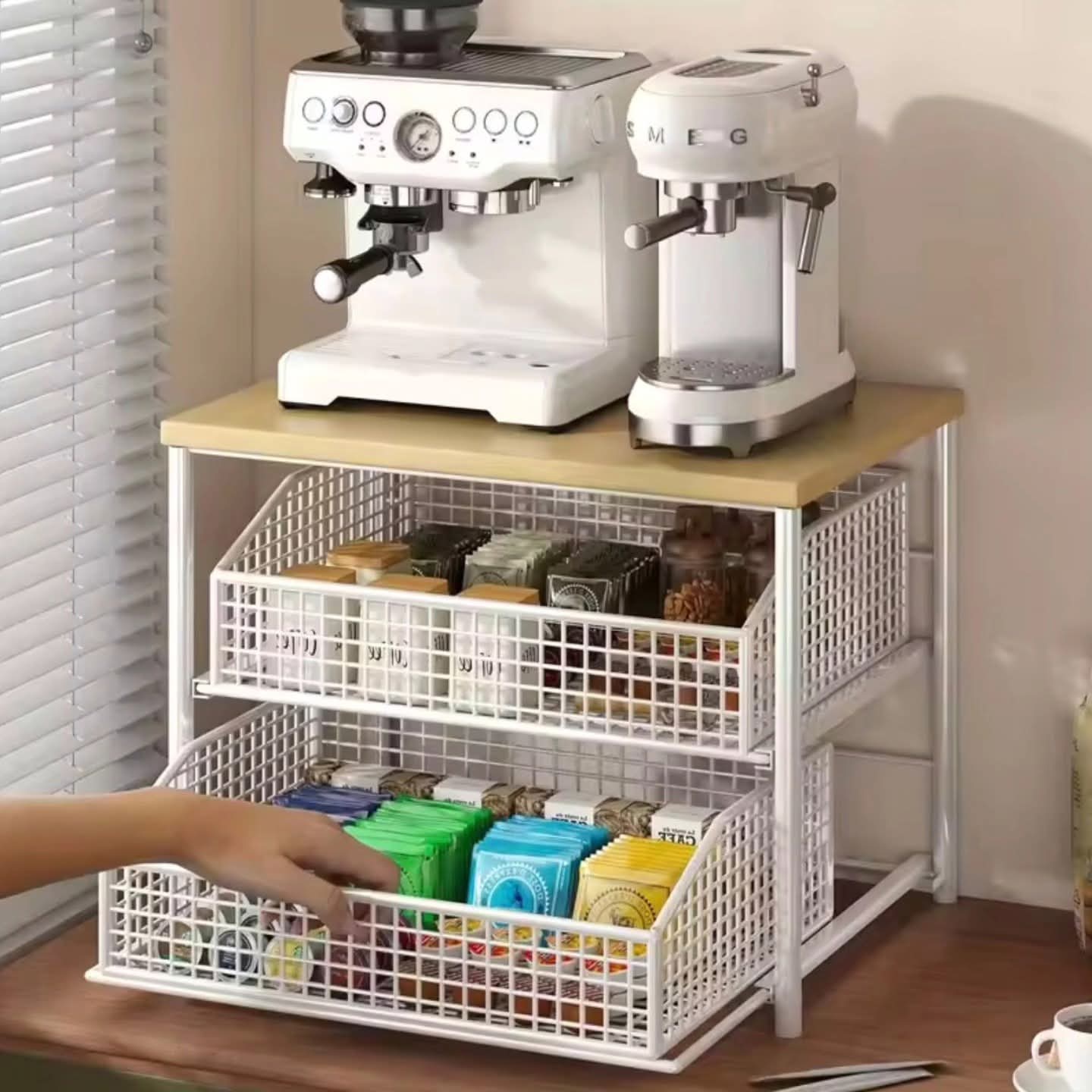 2 Tier metallic kitchen storage rack