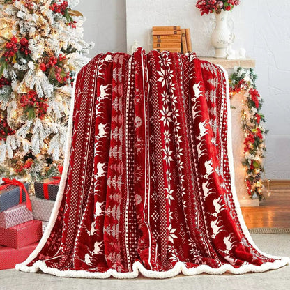 Double layer fleece Christmas throw blanket