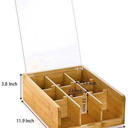 6 slot bamboo teabag organizer