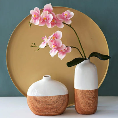 Wood grain ceramic flower vase