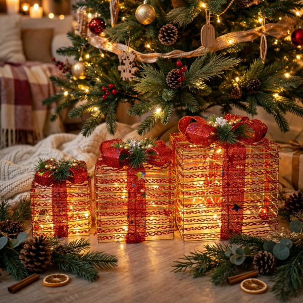 3Pc Christmas Light Gift Boxes