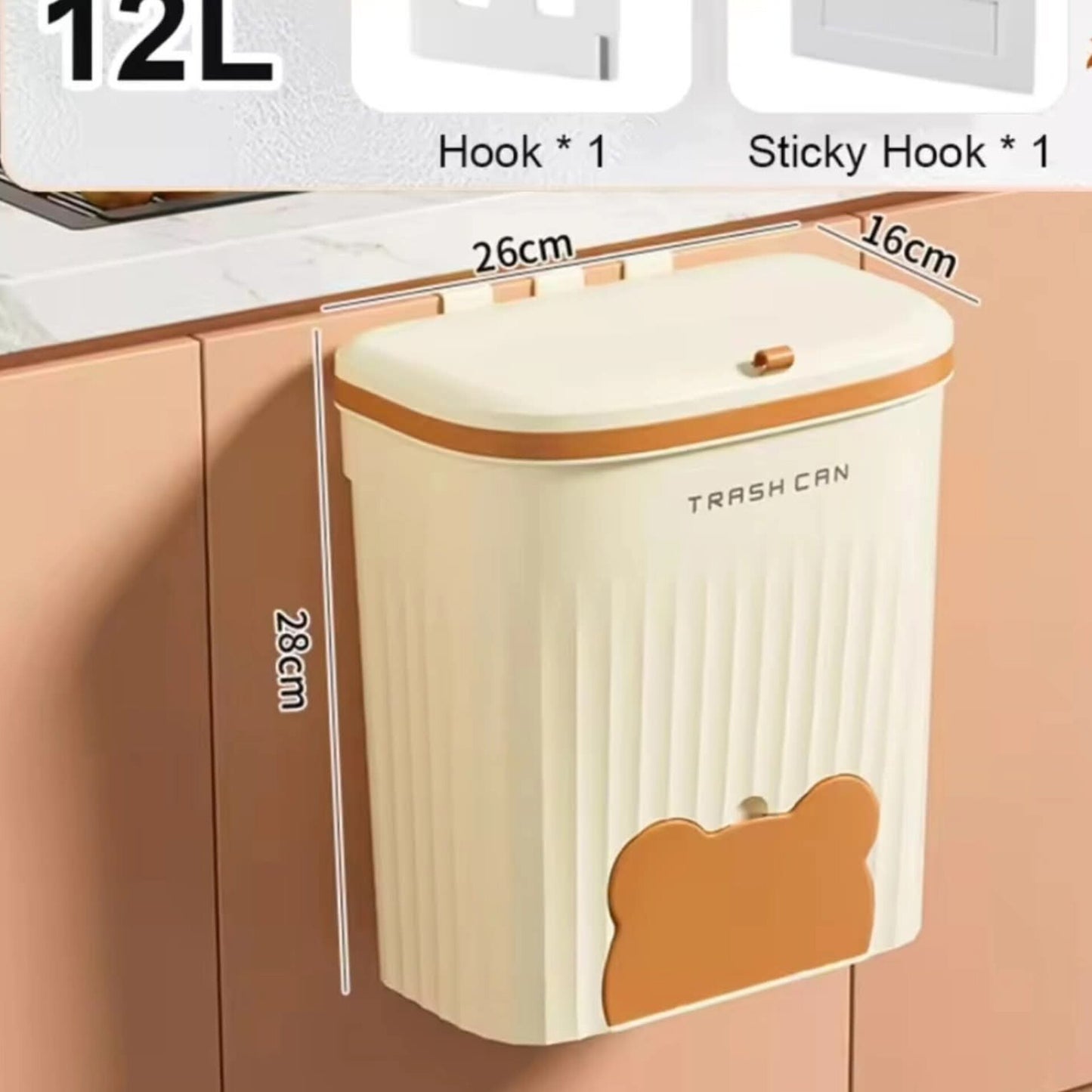 Wall Cabinet mounted trash bin -