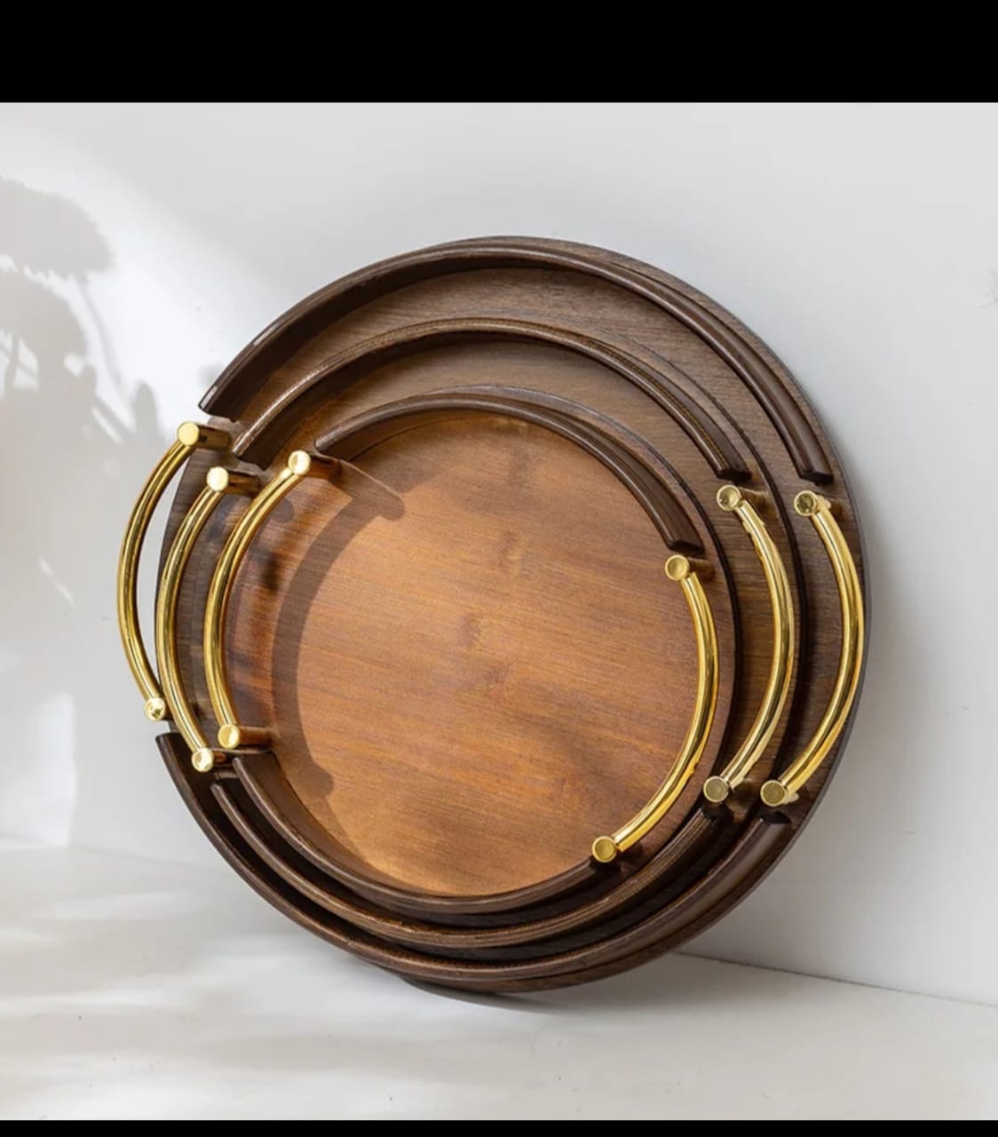 3Pcs round bamboo trays set
