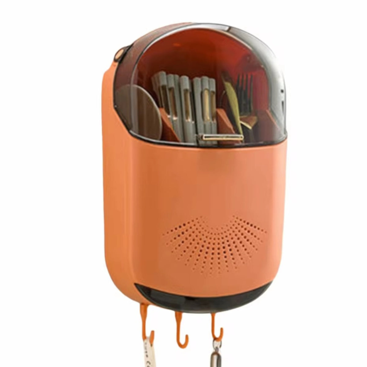 Wall Mounted Punch Free Cutlery Holder with Lid And Drain Hole