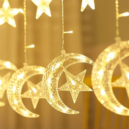 10 pcs Star And Moon Christmas LED Garland Curtain Light