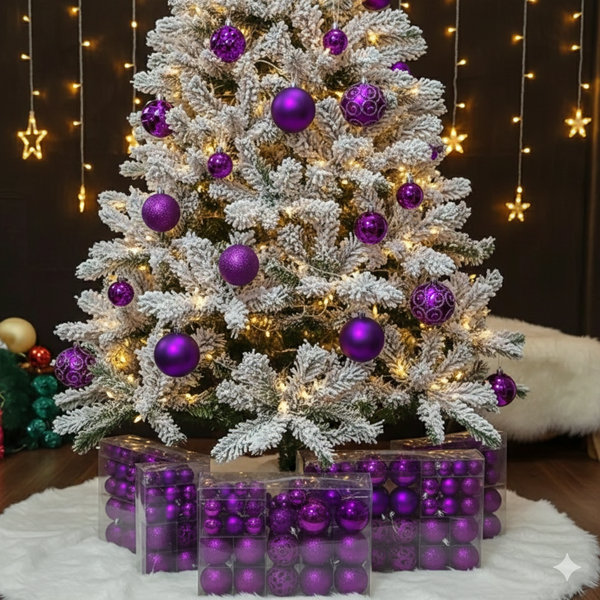 100Pc Purple Christmas Balls