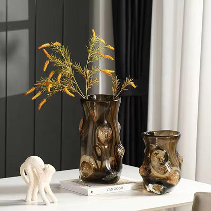 Gold Infused Abstract Glass Vase