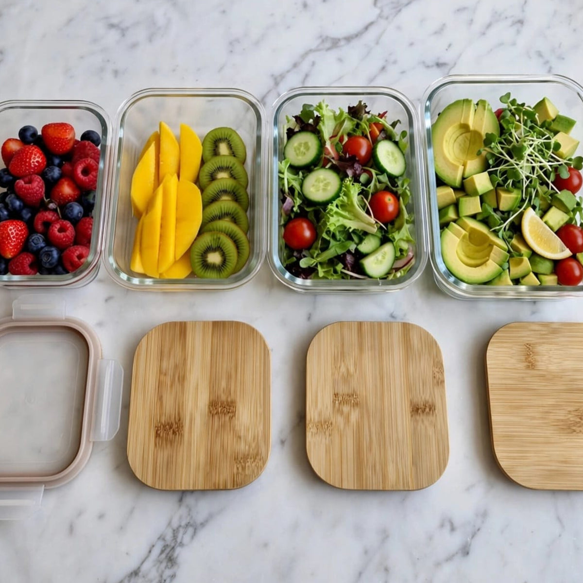 4 In 1 Square Borosilicate Glass Container Set