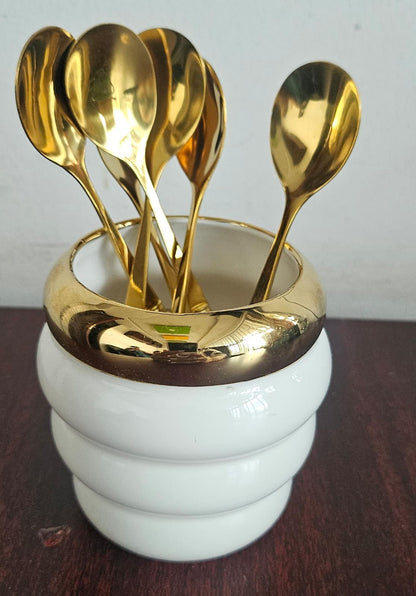 6 teaspoons with  holder set