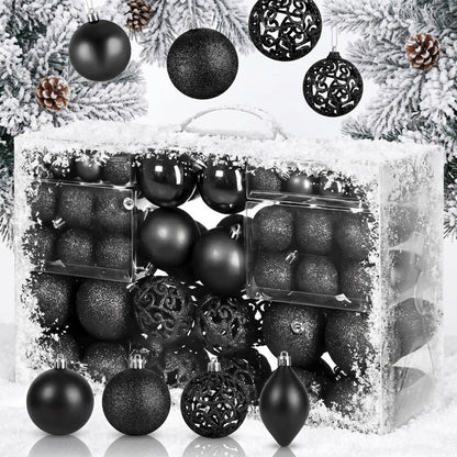 100Pc  Black Christmas Tree Decor Balls Set