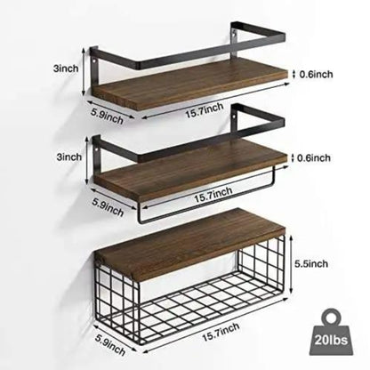 Solid pine wood bathroom floating shelves