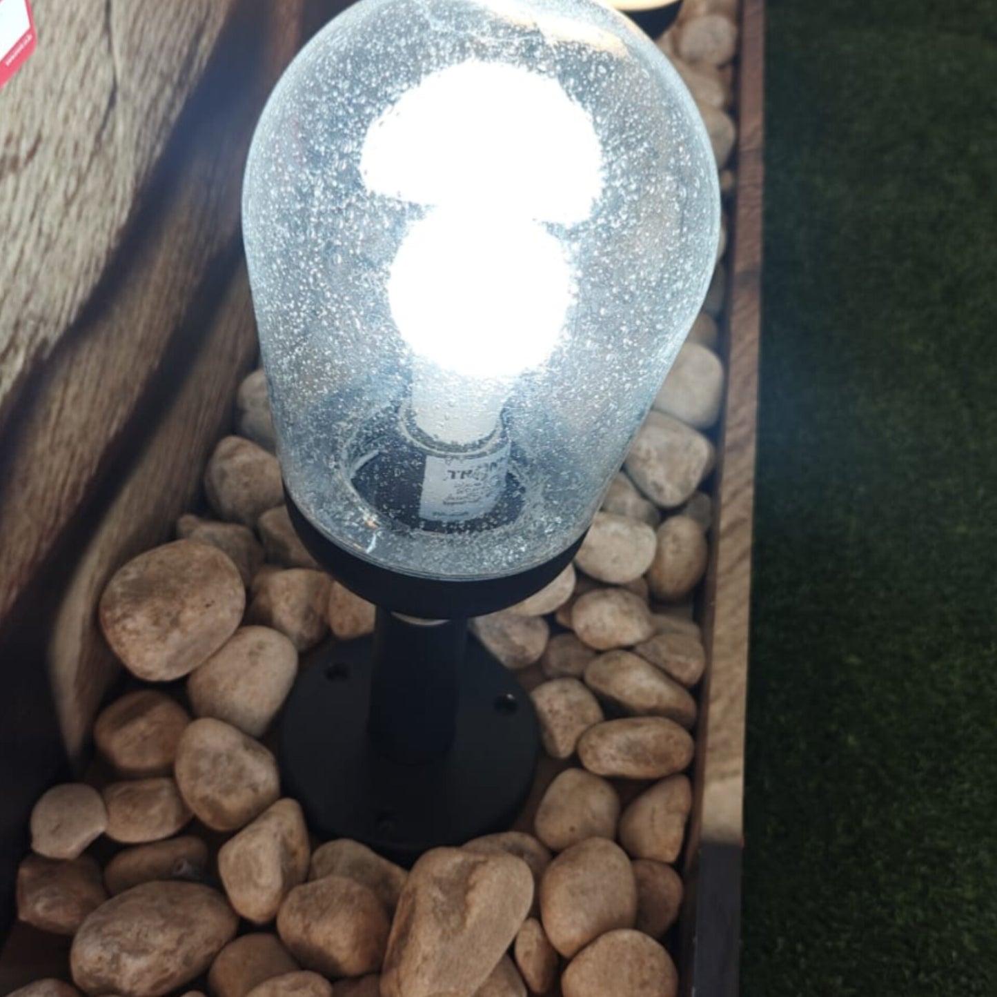 Aluminum Fitting LED Stand With Clear Speckled Glass LL 504C BK