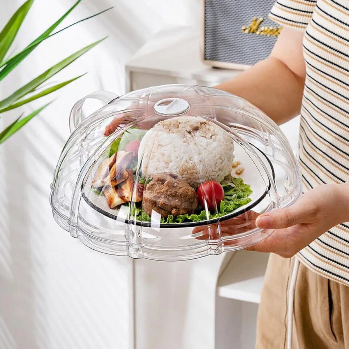 Transparent Microwave Food Splatter Cover with Base Plate