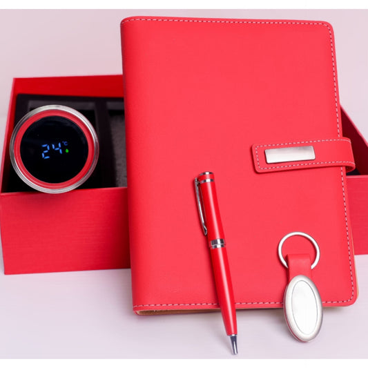 Faux Leather Executive Notebook and Digital Flask Gift Set
