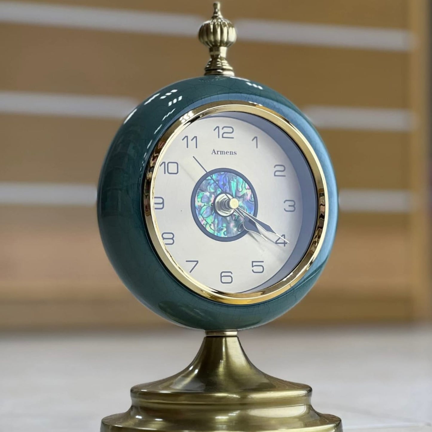 Metal Base and Marble Body Desktop Clock