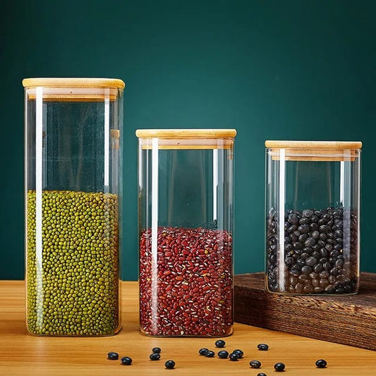 3Pc Glass food storage jars