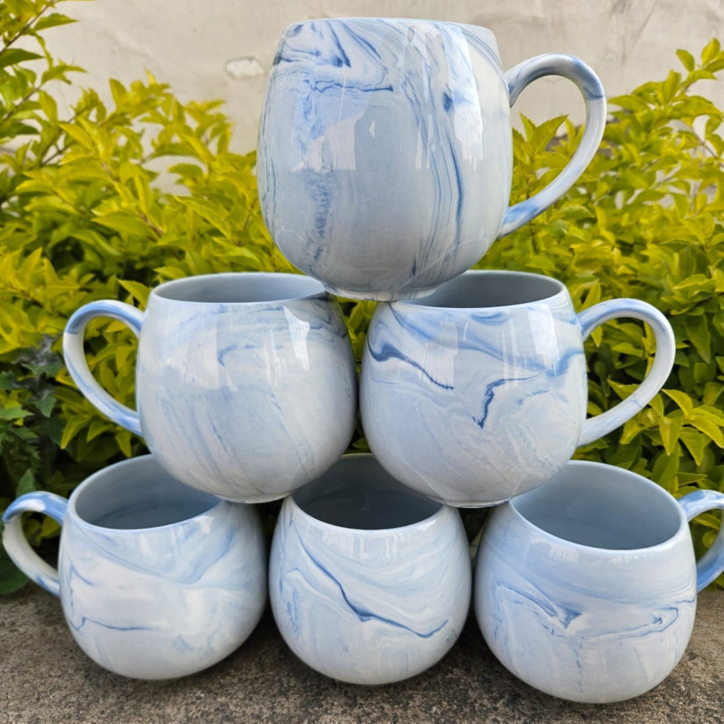 6Pc Marble Ceramic Mugs