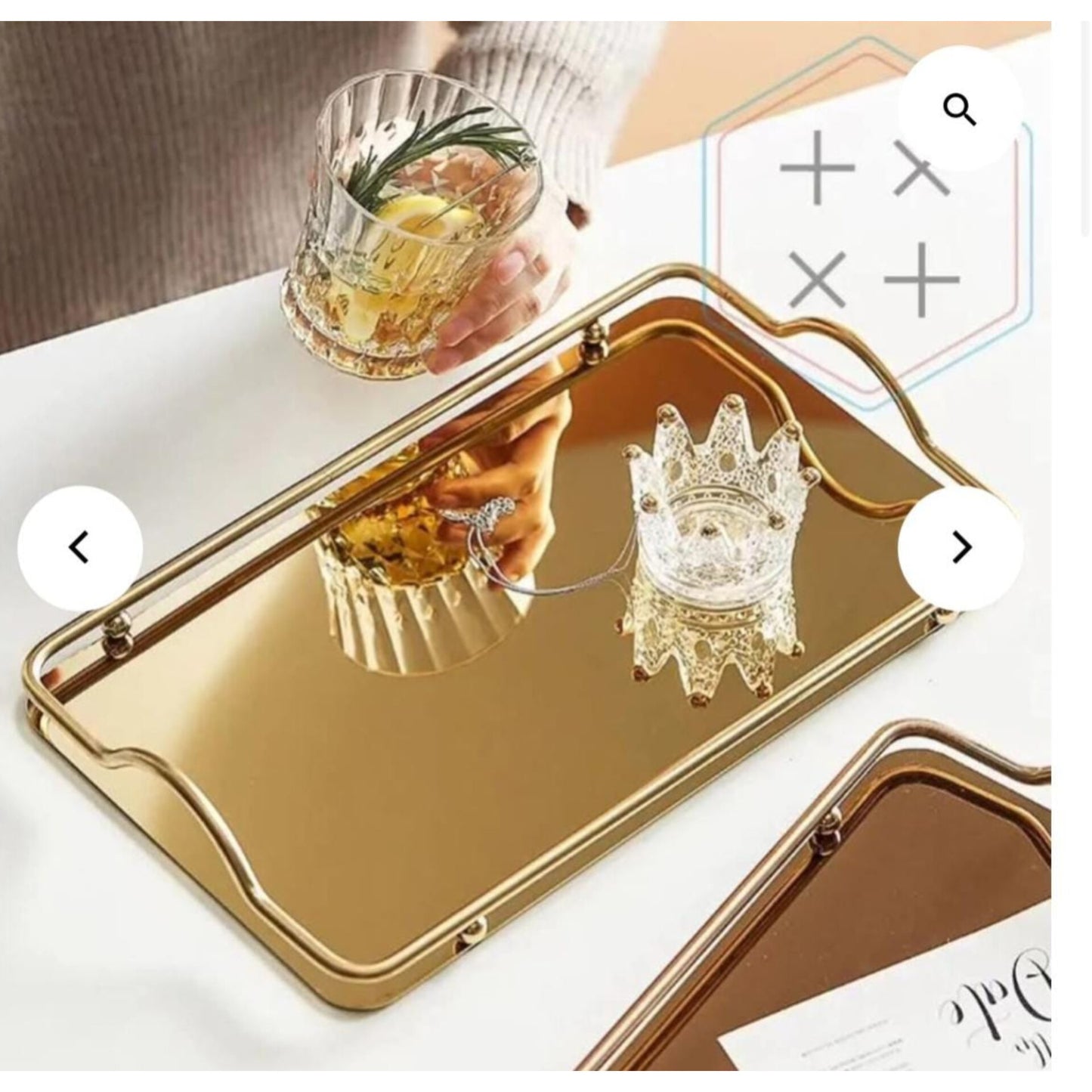 Metallic vanity tray