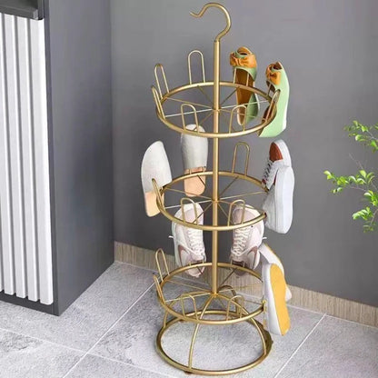 Rotating Iron Shoe Organizer Rack