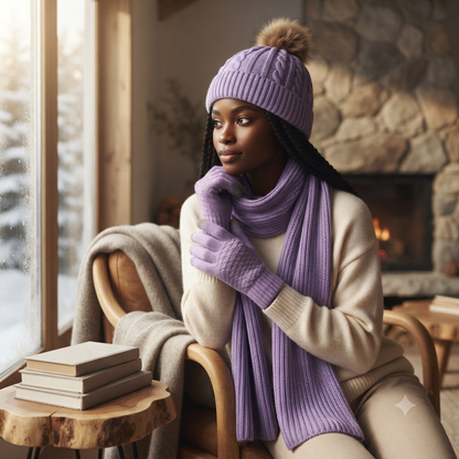 3 in 1 Adult Warm Winter Beanie Scarf Hat Set