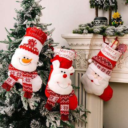 Large Santa Snowman Elk  Knitted Christmas Fireplace Socks