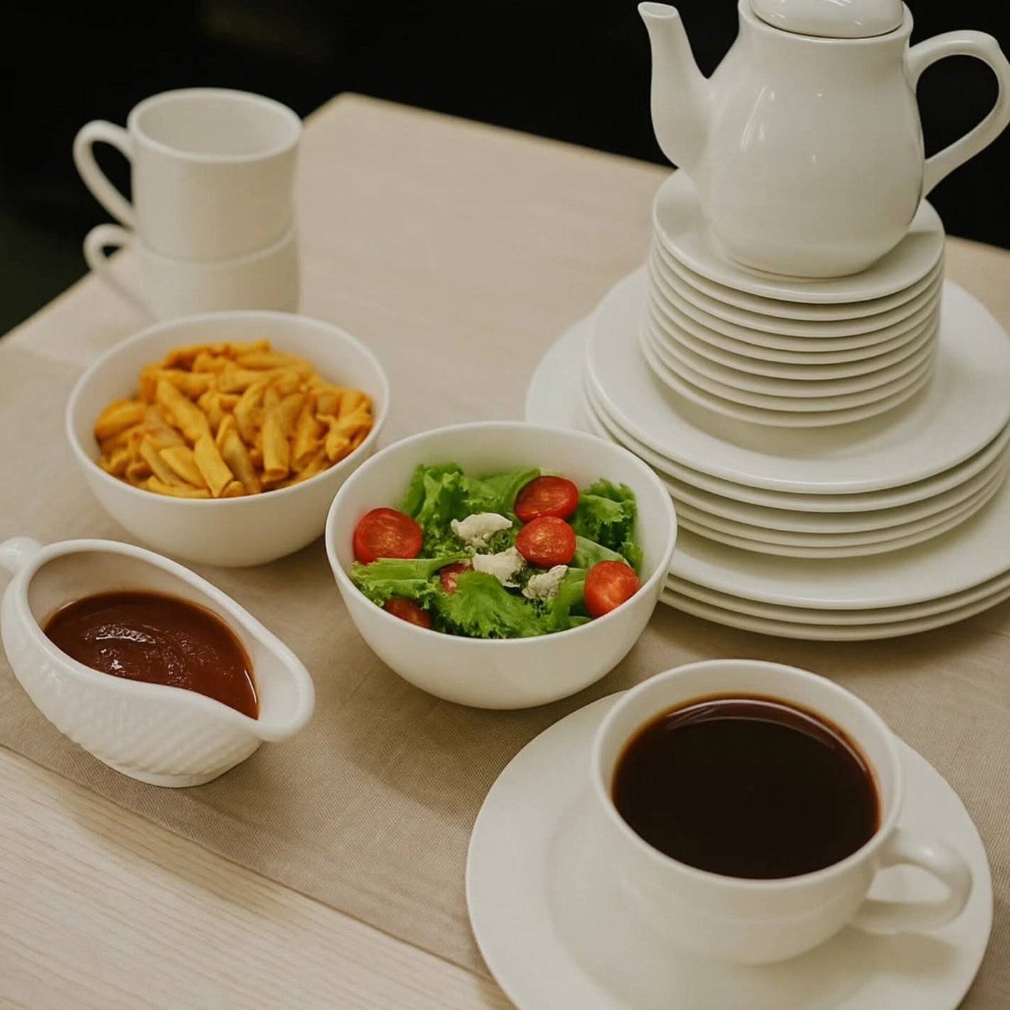 44 pcs Ceramic white dinner set