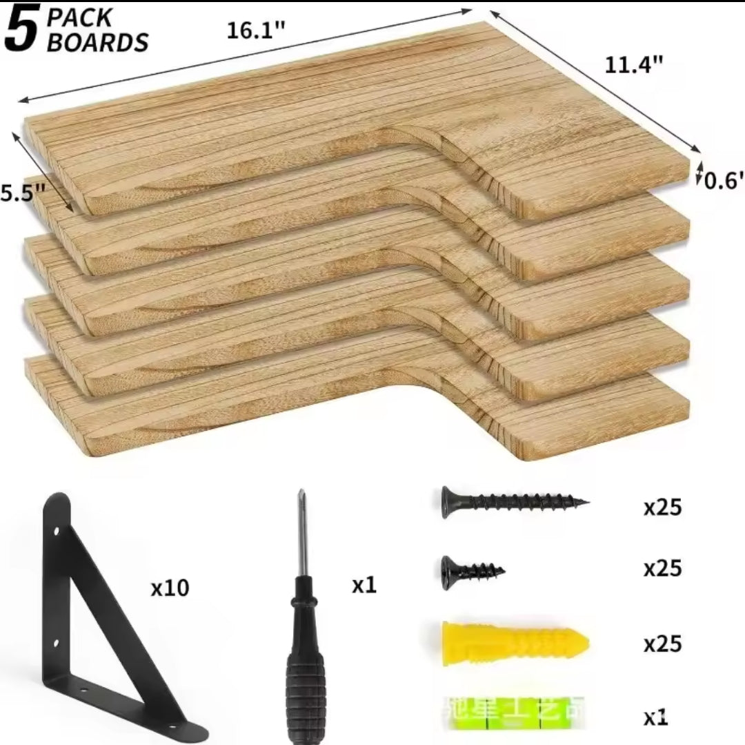 5 in 1 Wooden Floating Shelves