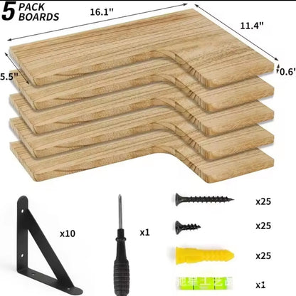 5 in 1 Wooden Floating Shelves