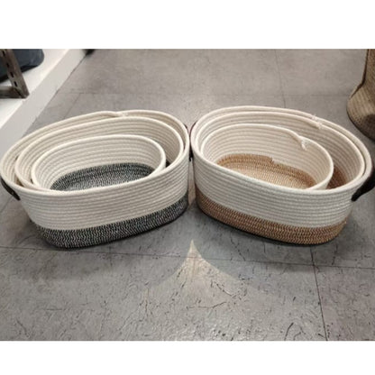 Set of 3 cotton rope baskets
