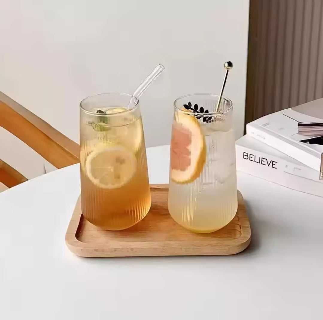 6Pcs ribbed juice glasses
