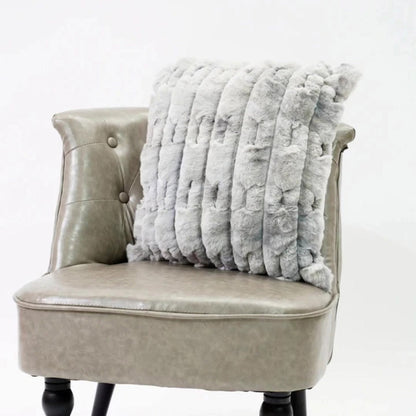 Luxury Textured Faux Fur Throw Pillow Cushion Cover (19" x 19")