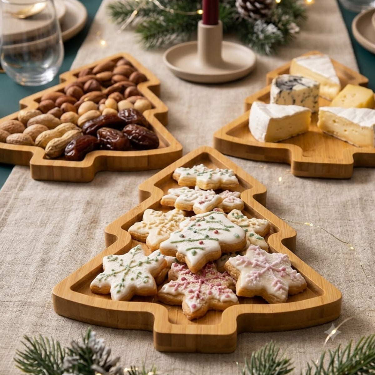 Wooden Christmas Trays | Christmas Bamboo Dessert Boards Gha