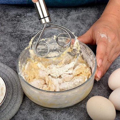 Stainless steel dough whisk