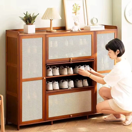 Bamboo Rattan Door Shoe Rack Cabinet Gha