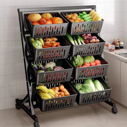 4-Tier 8-Basket Kitchen Fruit and Vegetable Storage Trolley