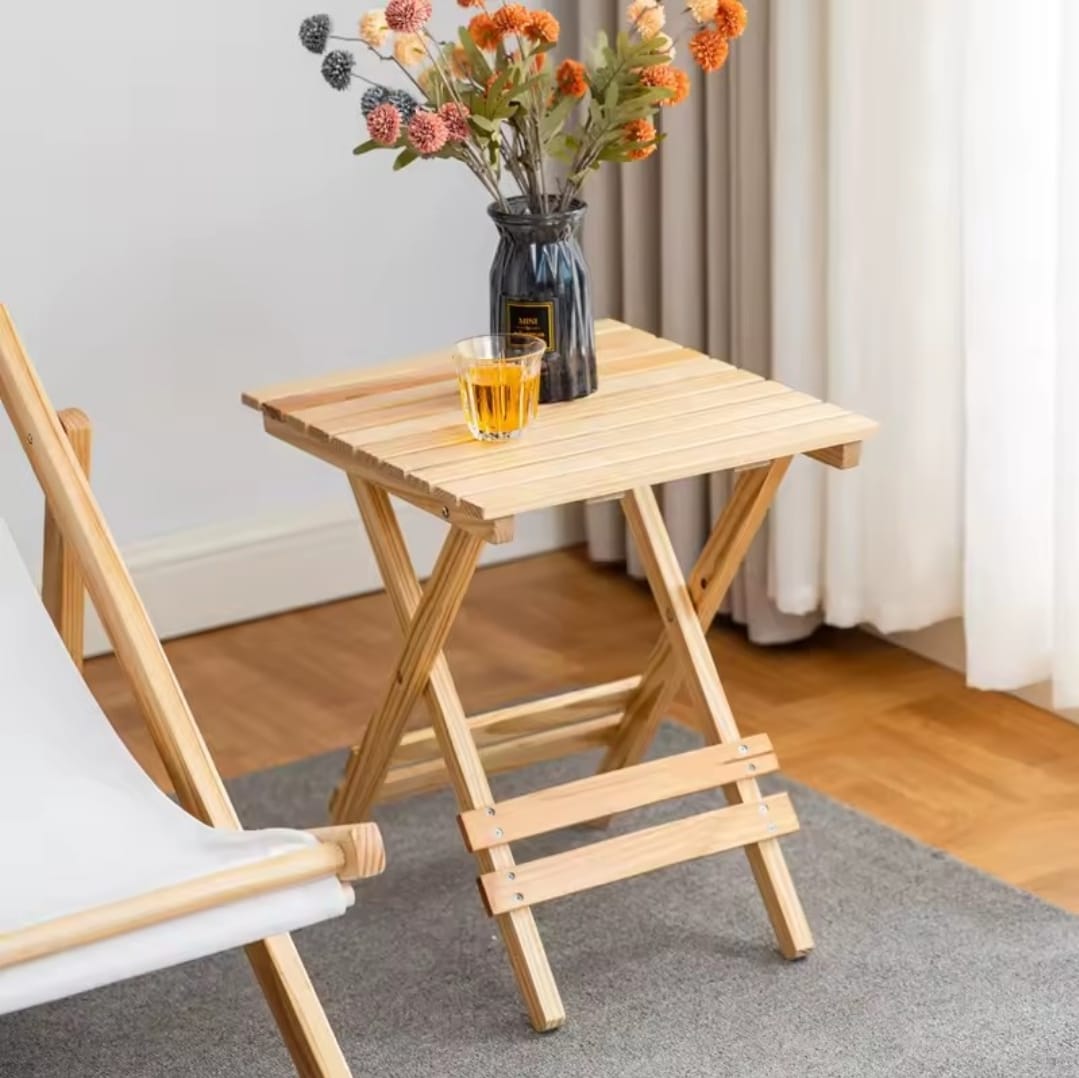 Wooden Folding Balcony Slatted Side Table Gha