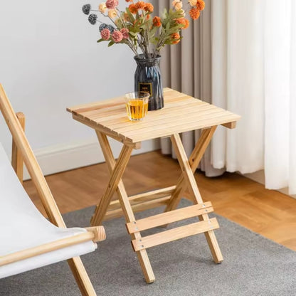 Wooden Folding Balcony Slatted Side Table Gha