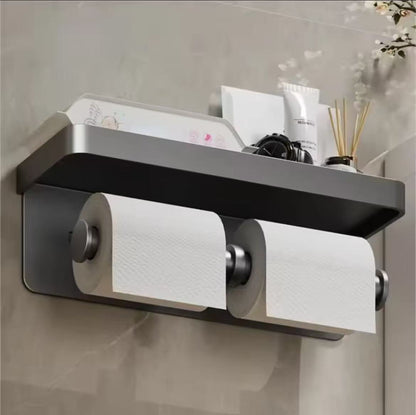 Wall mounted double roll toilet paper holder
