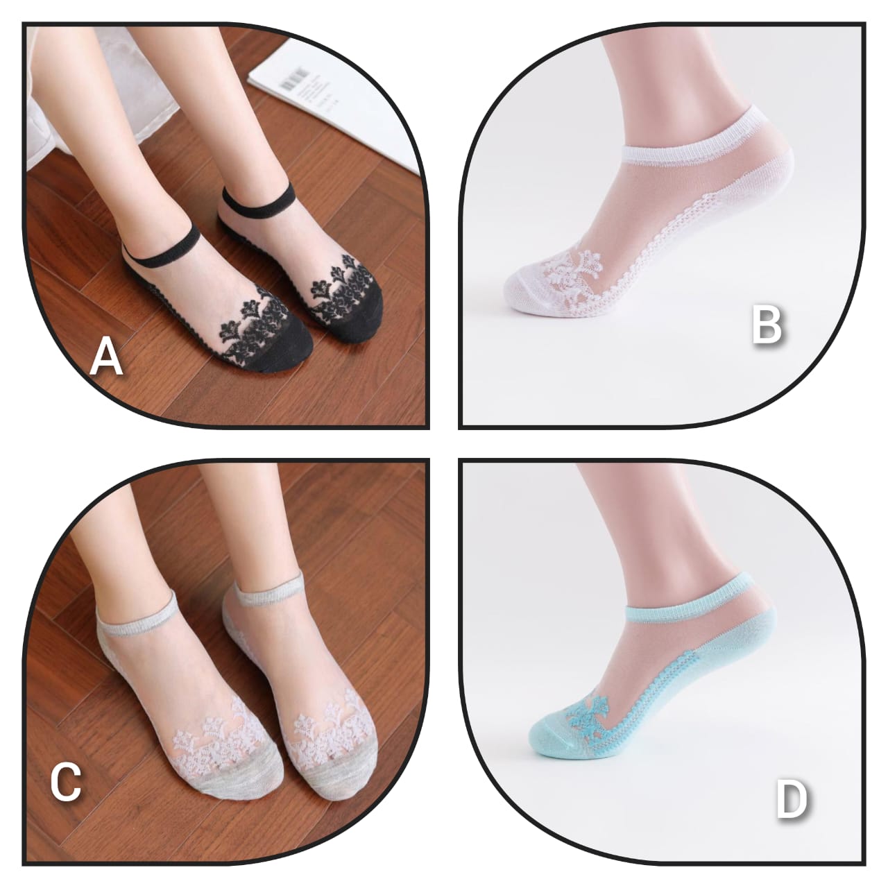 4 Pairs Amankle socks stockings