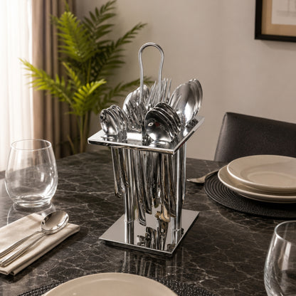 24pc Stainless Steel Cutlery Set with Gold Accent Handles