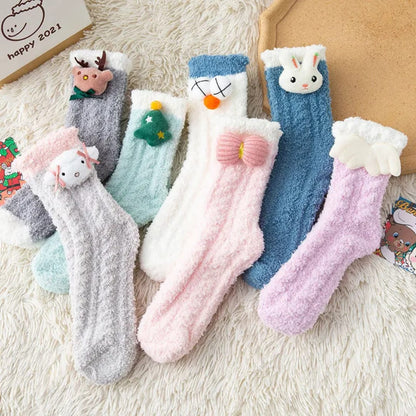 Winter coral fleece socks