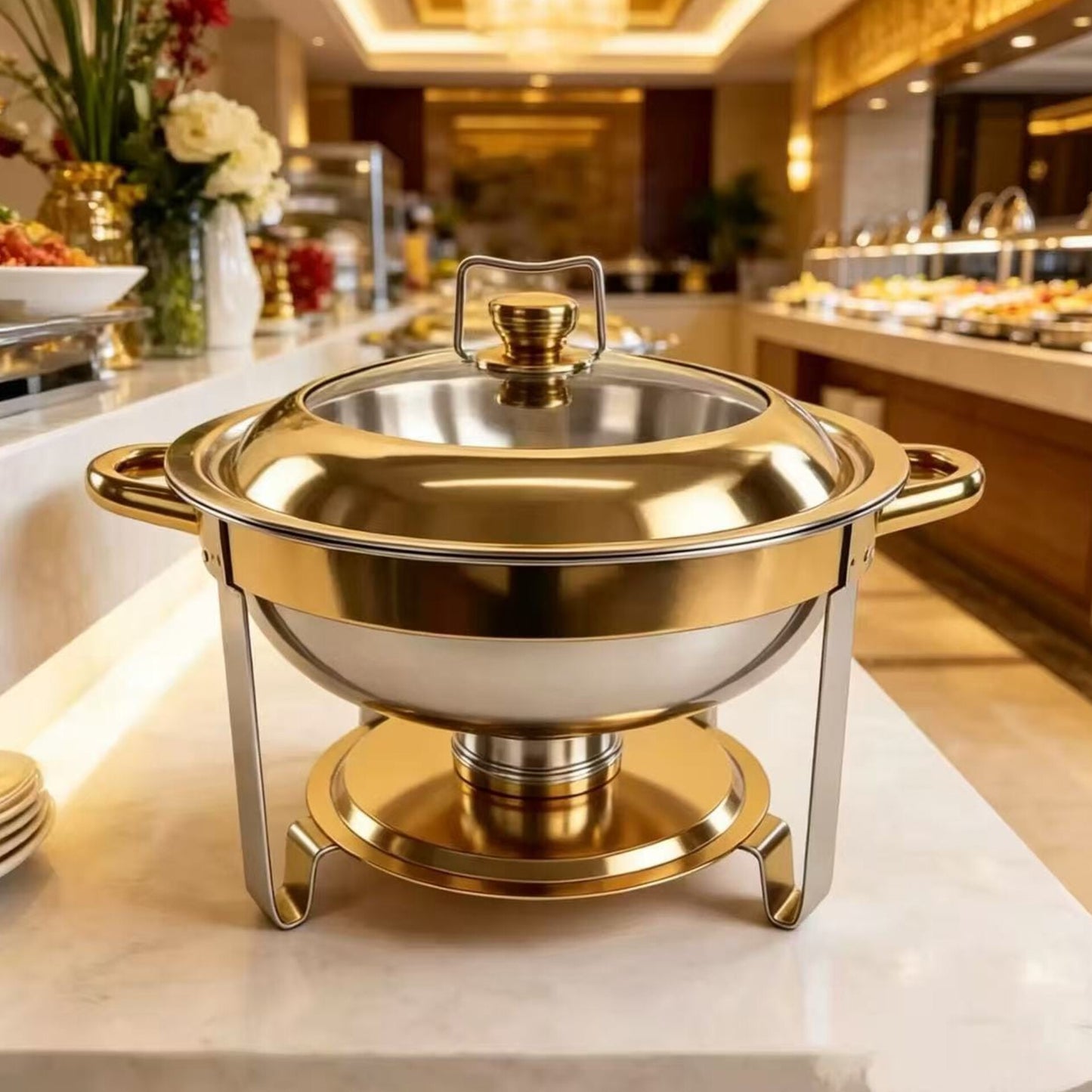6-litre Round Stainless Steel Chafing Dish