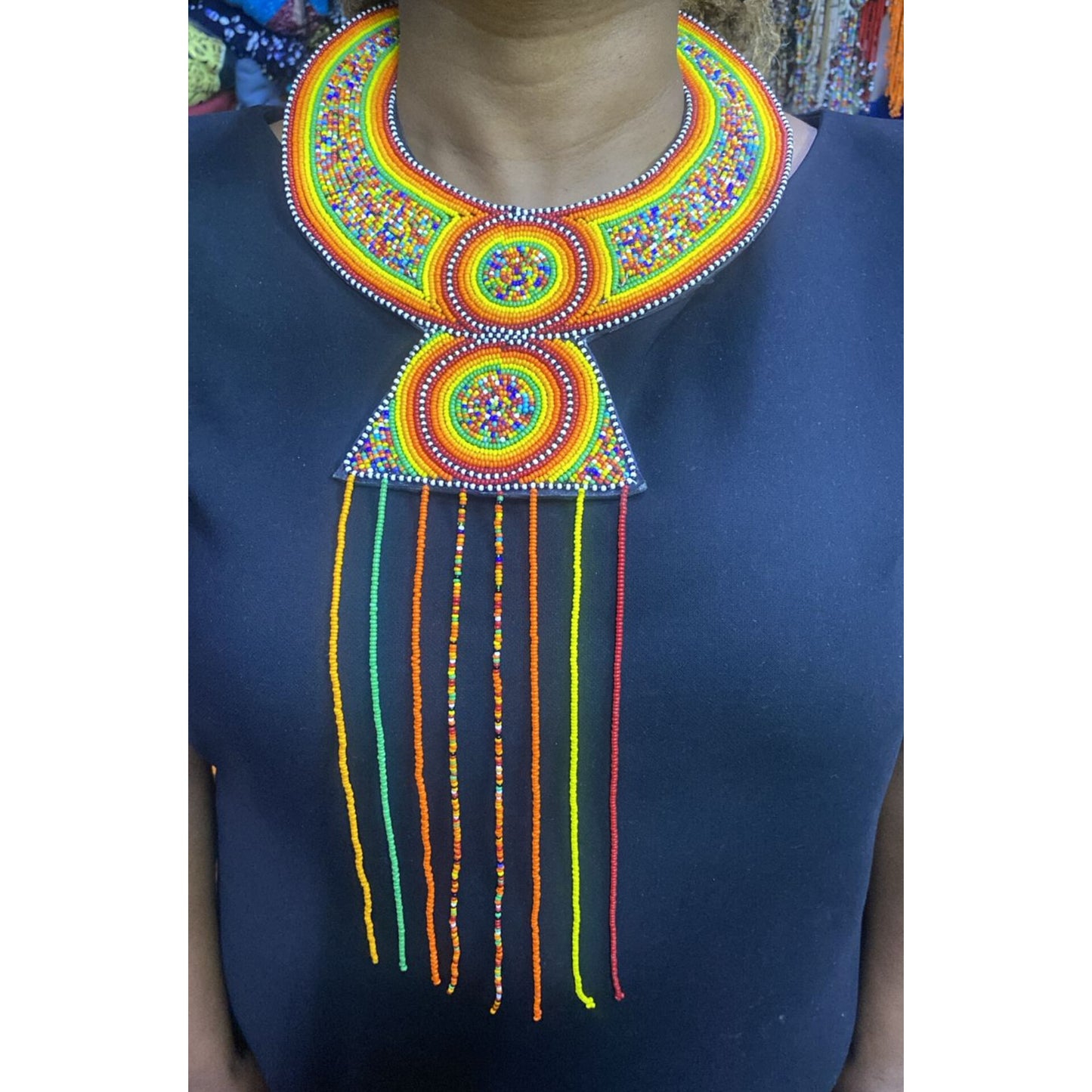 Vibrant Maasai Beaded Statement Necklace