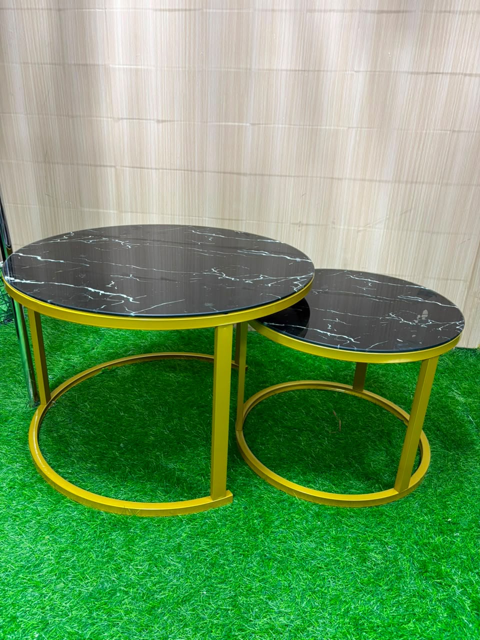 2 in 1 Glass Marble Nesting Coffee Table