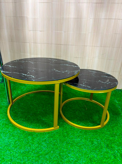 2 in 1 Glass Marble Nesting Coffee Table